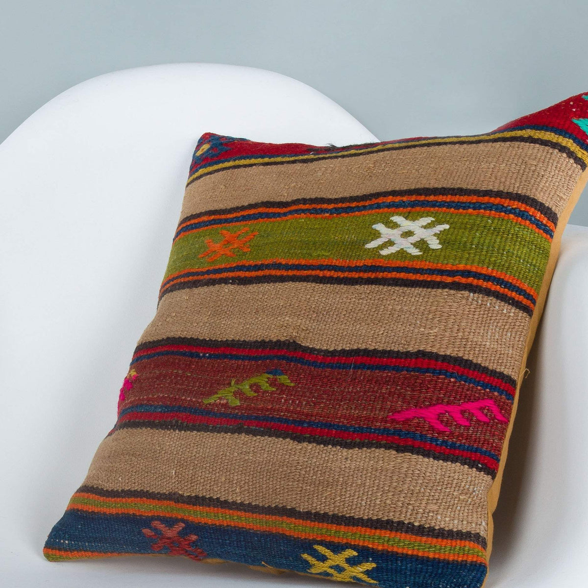 Striped_Multiple Color_Kilim Pillow Cover_16x16_A0263_7091