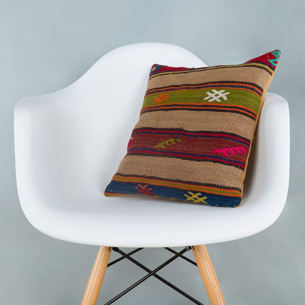 Striped_Multiple Color_Kilim Pillow Cover_16x16_A0263_7091