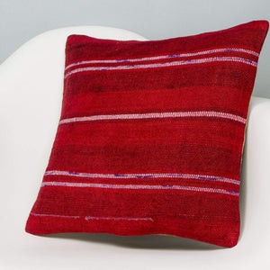 Striped Red Kilim Pillow Cover 16x16 2870 - kilimpillowstore
 - 2